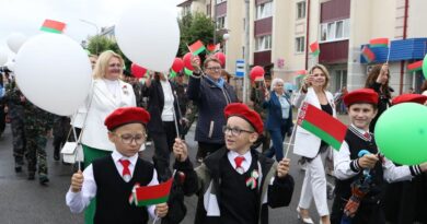 Шествие трудовых коллективов по улице Ленина в Ляховичах Шествие трудовых коллективов по улице Ленина в Ляховичах